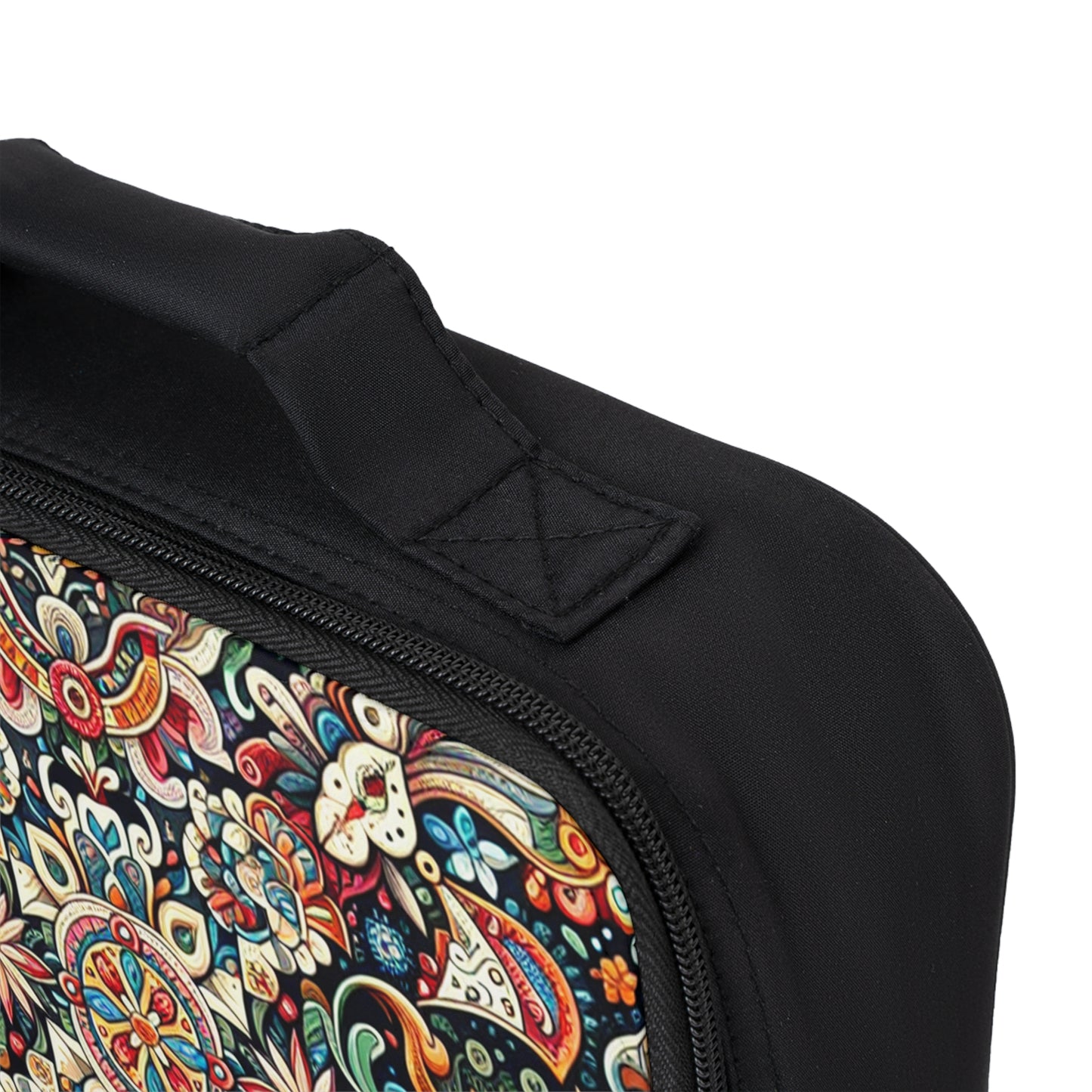Folk Lunch Bag with Traditional Design Pattern, Food Carrier for Work and School, Insulated Tote for Daily Use, Picnic Cooler