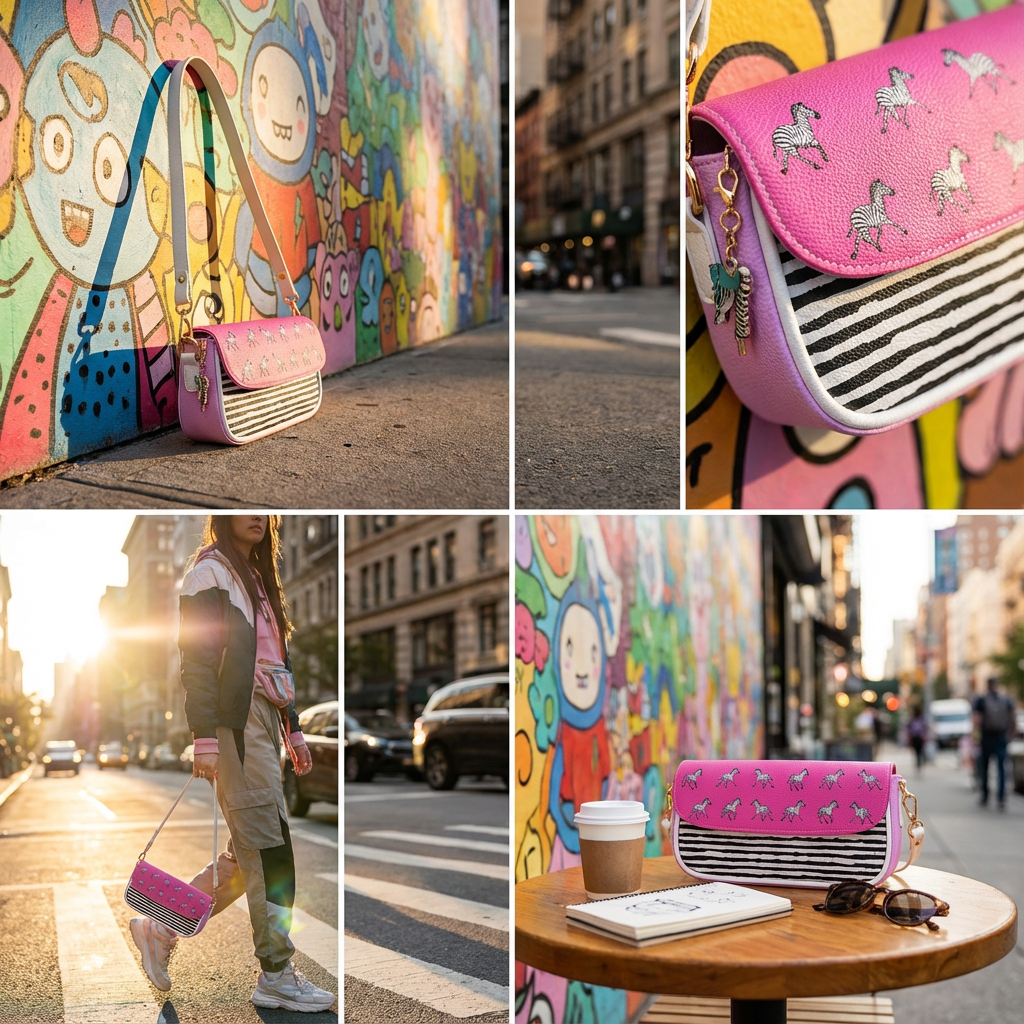 Zebra Patchwork Underarm Bag – Unique Mixed-Pattern Design.