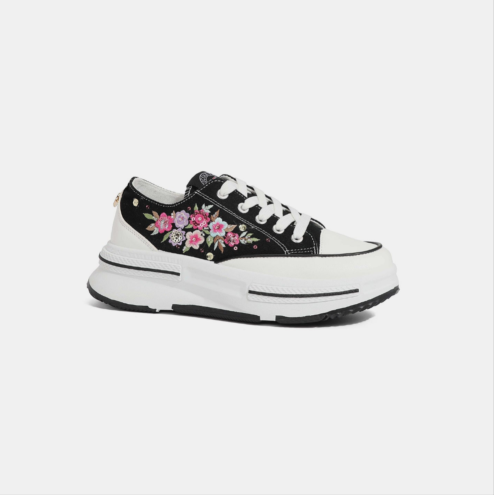 Nicole Lee USA Embroidery Detail Platform Lace-Up Sneakers
