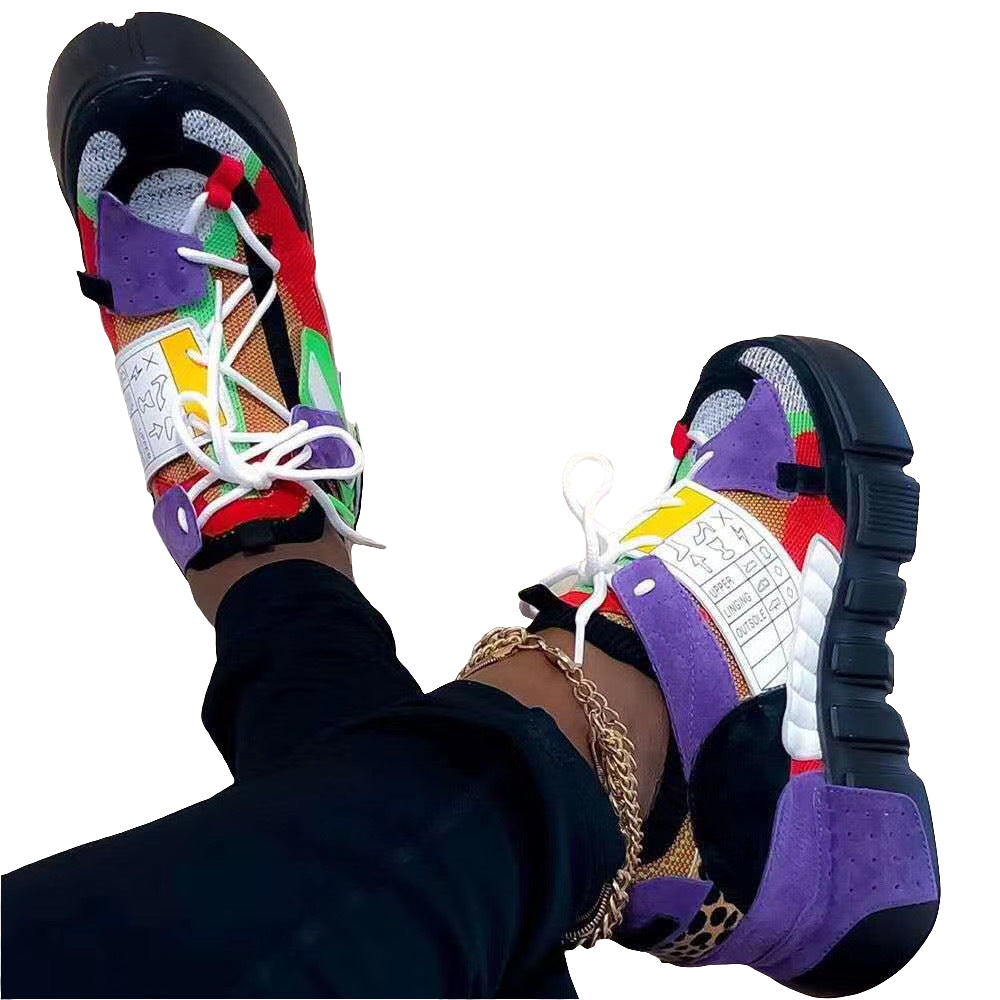 Sports style flat-bottom lace-up casual shoes shoes