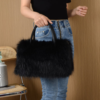 Hand-carrying Square Plush Bag Fur in multiple colors