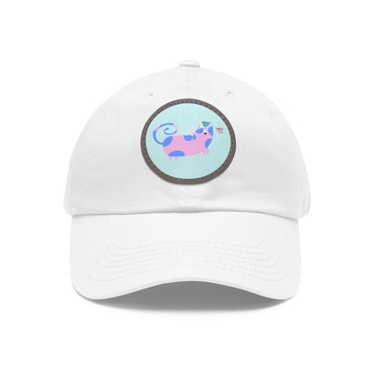 Dad Hat with Leather Patch (Round)