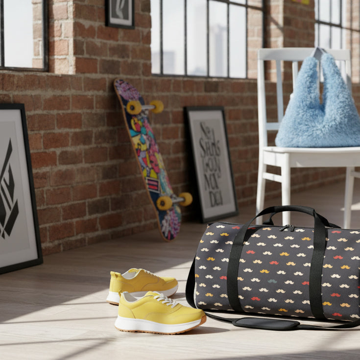 Mustache-print duffel bag - Batty