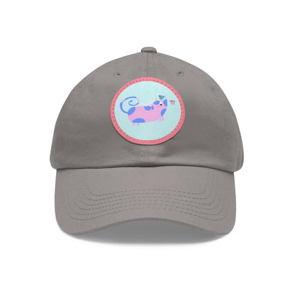 Dad Hat with Leather Patch (Round)