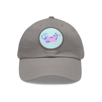 Dad Hat with Leather Patch (Round)