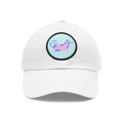 Dad Hat with Leather Patch (Round)