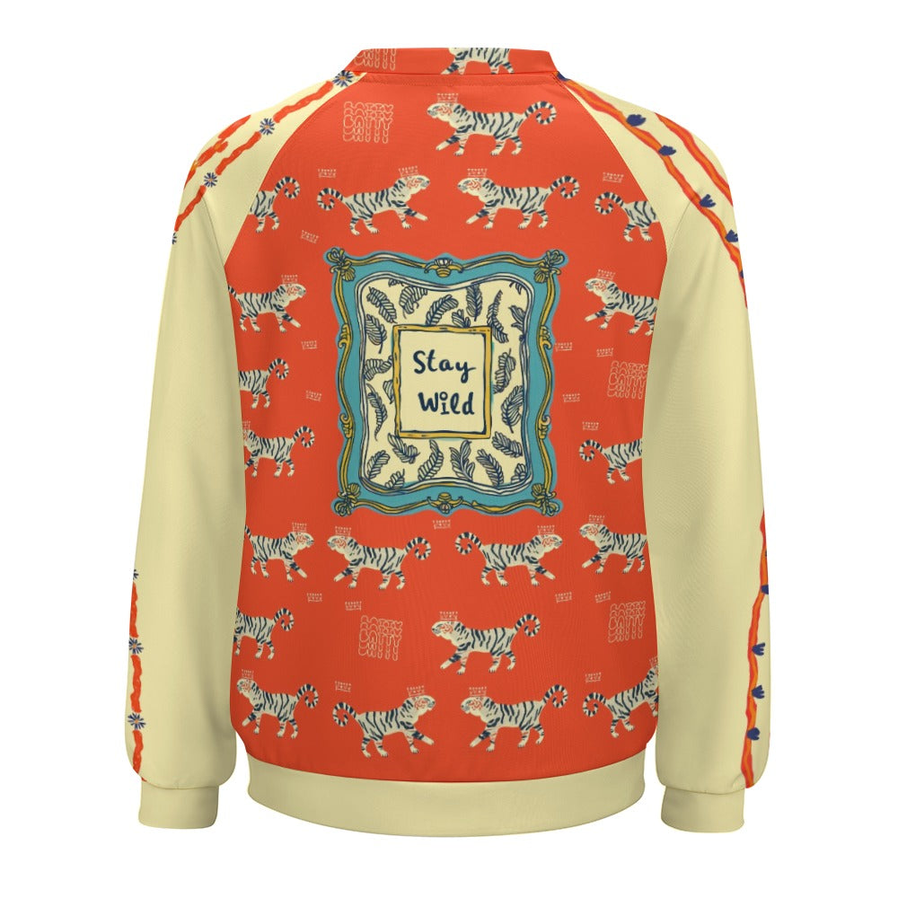 Born Wild Sweater – Playful High Heel and tigers Print Pullover, Statement Graphic Sweatshirt, Street Style Cozy Raglan round neck sweater - Batty
