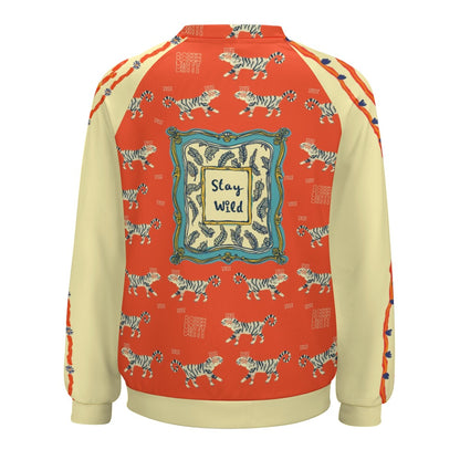 Born Wild Sweater – Playful High Heel and tigers Print Pullover, Statement Graphic Sweatshirt, Street Style Cozy Raglan round neck sweater - Batty