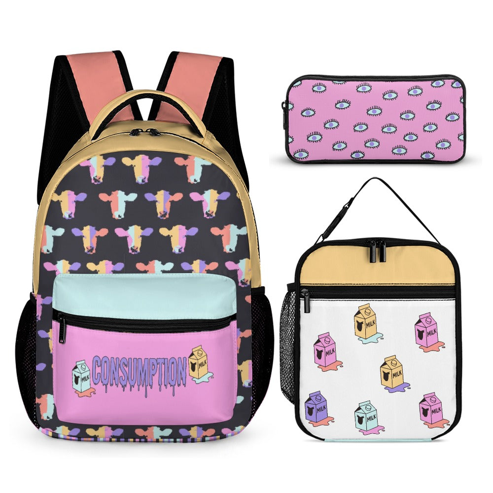 The Pop Cow School Collection: Backpack • Lunch Bag • Pencil Case - Batty