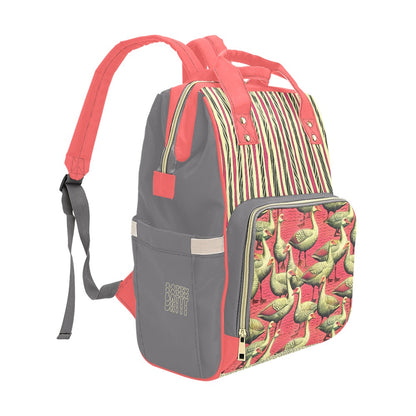 Illustrated Geese Multi-Function Backpack – Artistic Pattern & Versatile Design