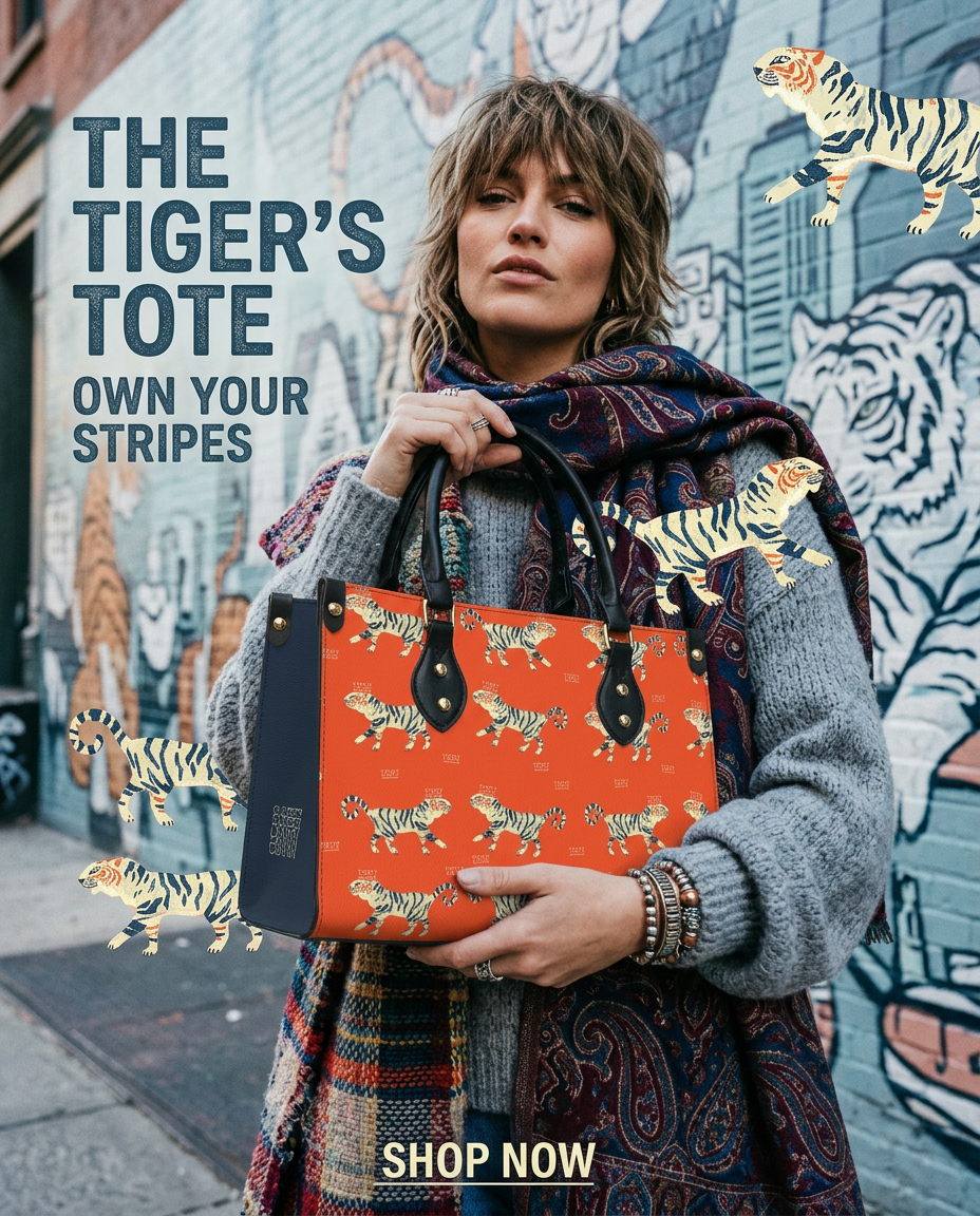 Tiger Print Structured  Bag - Batty