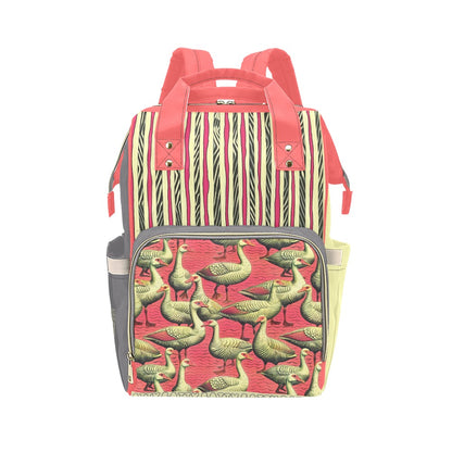 Illustrated Geese Multi-Function Backpack – Artistic Pattern & Versatile Design
