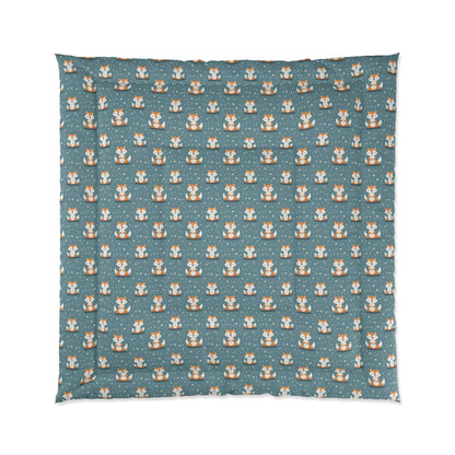 Comforter with the cute fox pattern