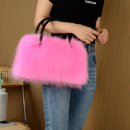 Hand-carrying Square Plush Bag Fur in multiple colors