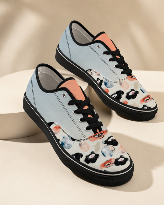 Unisex Eye Print Low-Top Skate Sneakers - Batty