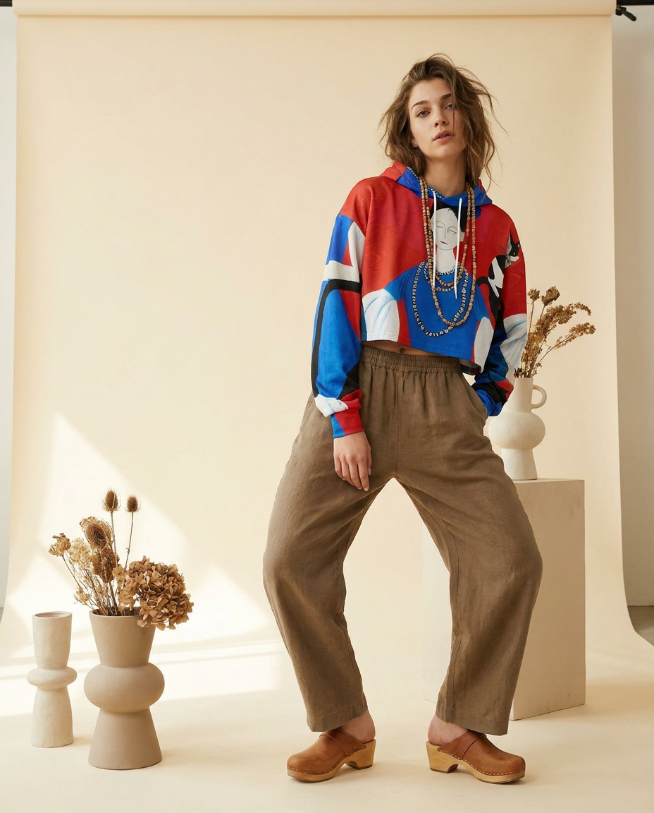 Fashion Dance Cropped Hoodie – Artistic Statement Streetwear - Batty