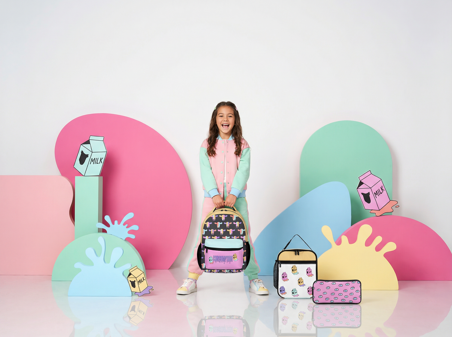 The Pop Cow School Collection: Backpack • Lunch Bag • Pencil Case - Batty