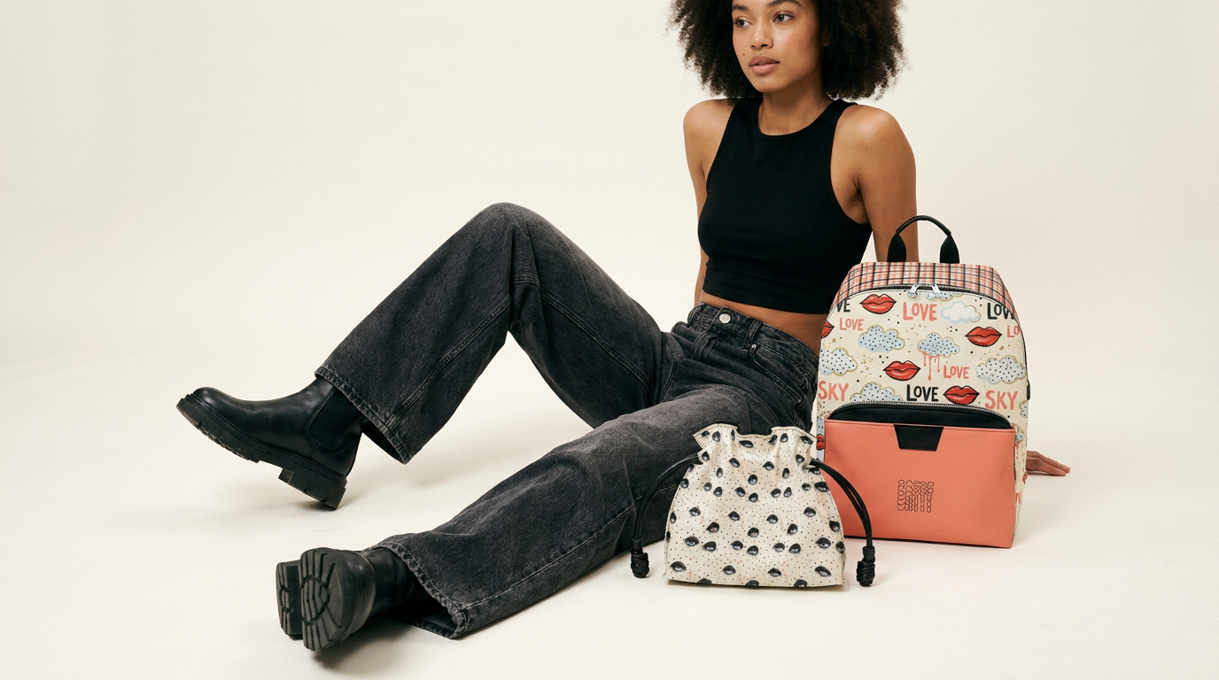 Artistic Eye Print Drawstring Bucket Bag |  Modern Illustrated Handbag | Unique Fashion Gift
