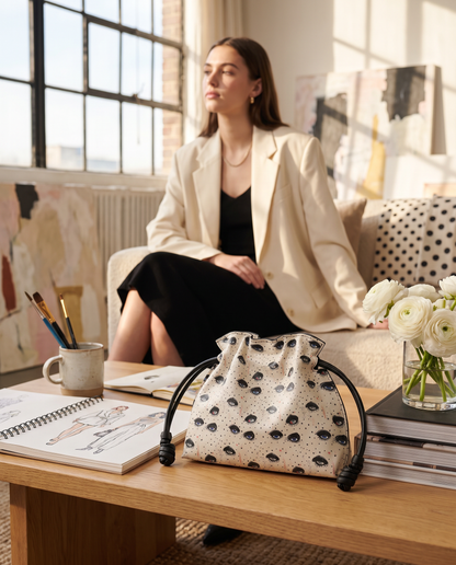 Artistic Eye Print Drawstring Bucket Bag |  Modern Illustrated Handbag | Unique Fashion Gift