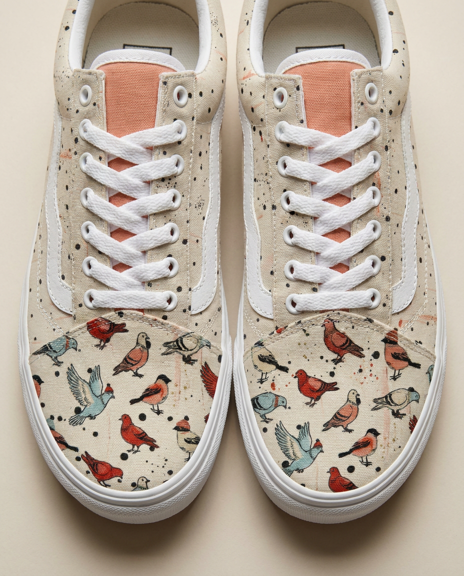Bird Print Canvas Sneakers | Unisex Low Top Shoes | Colorful Art Sneakers | Unique Gift - Batty