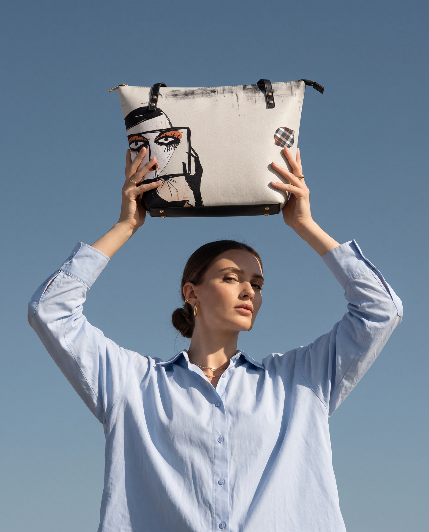 Artistic Face Tote Bag, Women’s Shoulder Bag, Unique Printed Handbag, Large Everyday Tote, Crossbody Purse, Gift for Her