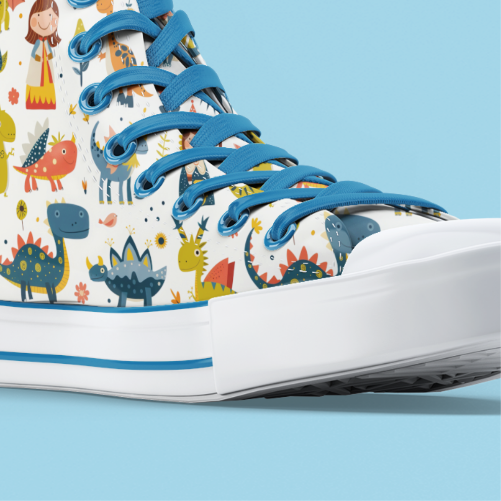 Converse shoes With playful Dino and withches