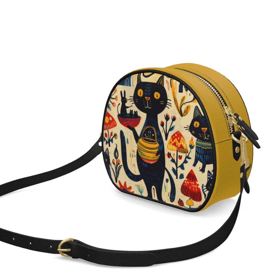 Leather black mystique cat bag