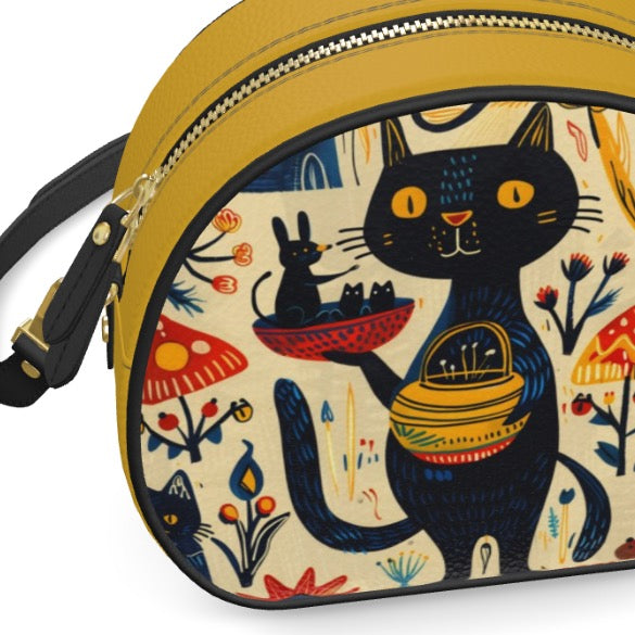 Leather black mystique cat bag