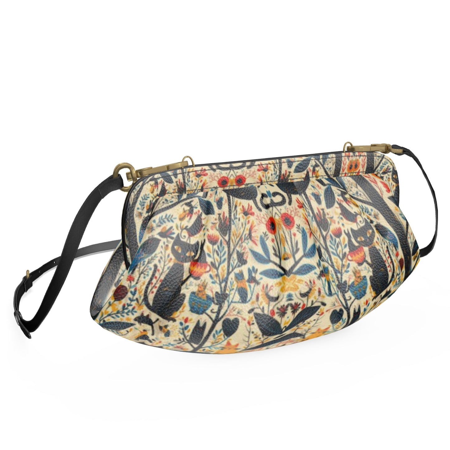 Small fancy black witch cat purse