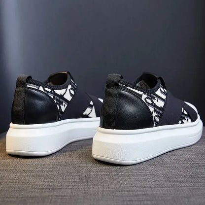 Women's Shoes High on Platform Canvas Black Female Footwear Slip Luxury New Arrival 2024 Y2k Fashion Korean Cheap Vulcanized For