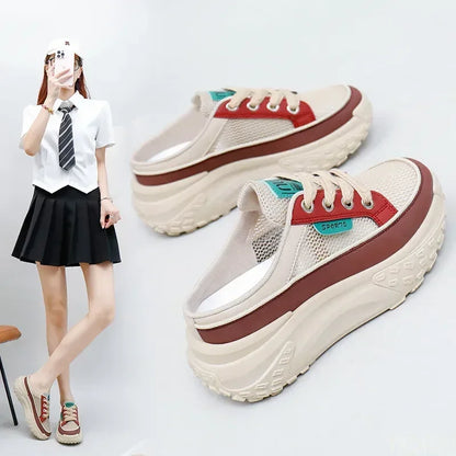 Womens Sport Slippers Trend Lace Up Half Slipper Fashion Casual  Shoes Ladies Slides Sneakers 2025