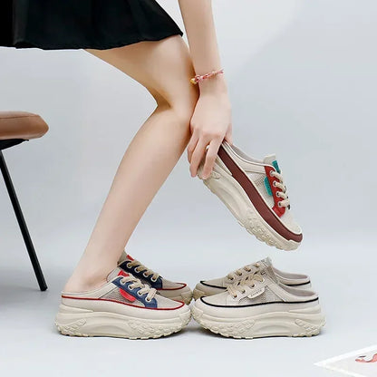 Womens Sport Slippers Trend Lace Up Half Slipper Fashion Casual  Shoes Ladies Slides Sneakers 2025