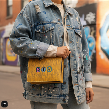 Book-Shaped Crossbody Bag with Cow Illustration – Yellow Edition