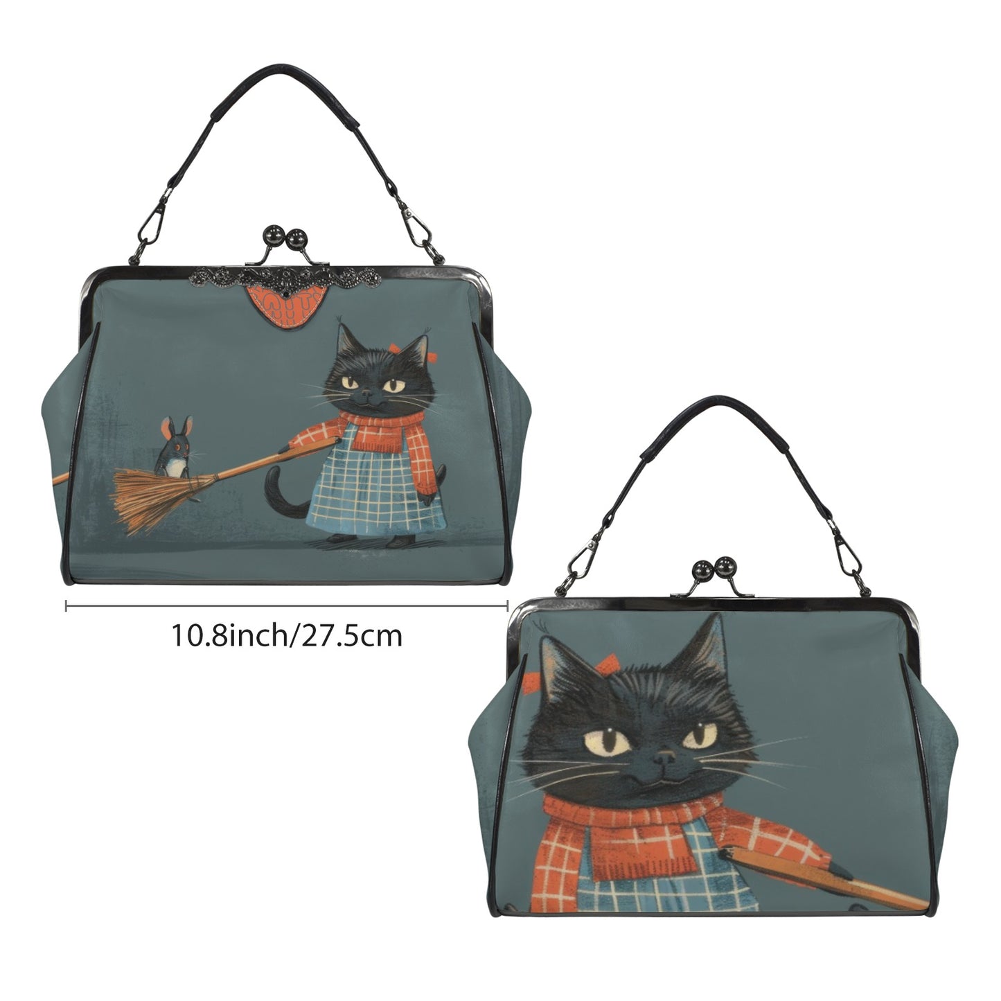 Vintage Cat & Mouse Art Handbag – Whimsical Retro-Inspired Shoulder Bag