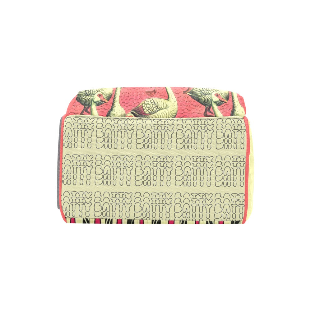 Illustrated Geese Multi-Function Backpack – Artistic Pattern & Versatile Design