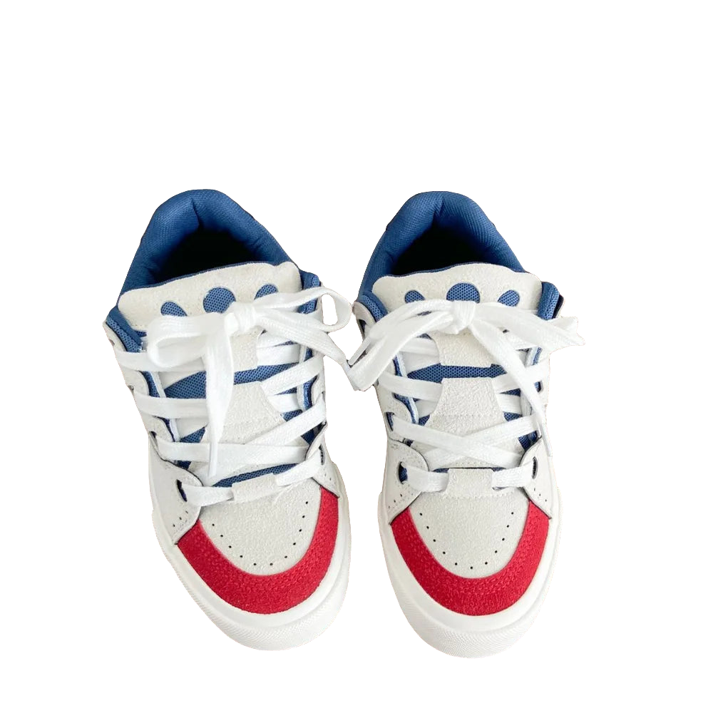 Contrast Lace Up Round Toe Flats Sneakers