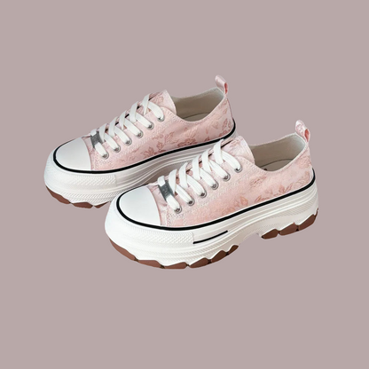 Lace-Up Canvas Platform Sneakers