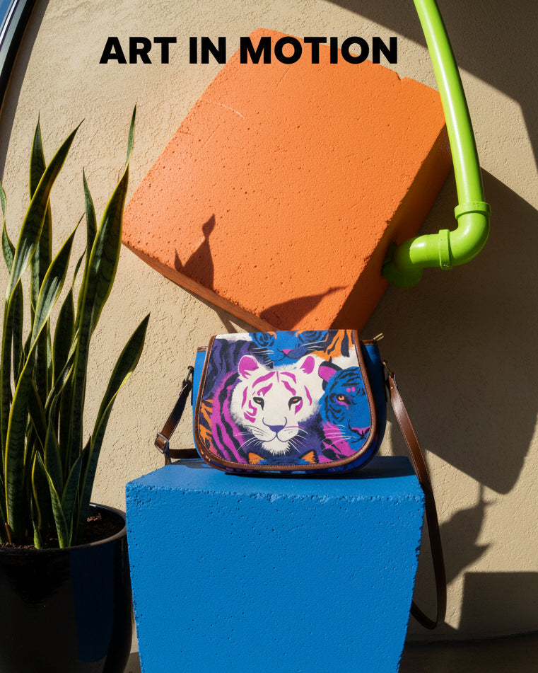Saddle colorful tigers Bag (Model 1649) (Big) - Batty