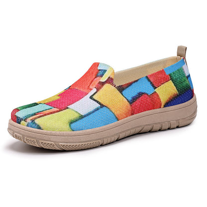 Plus Size Women's Shoes Color-blocking Cloth Shoes Slip-on Pumps