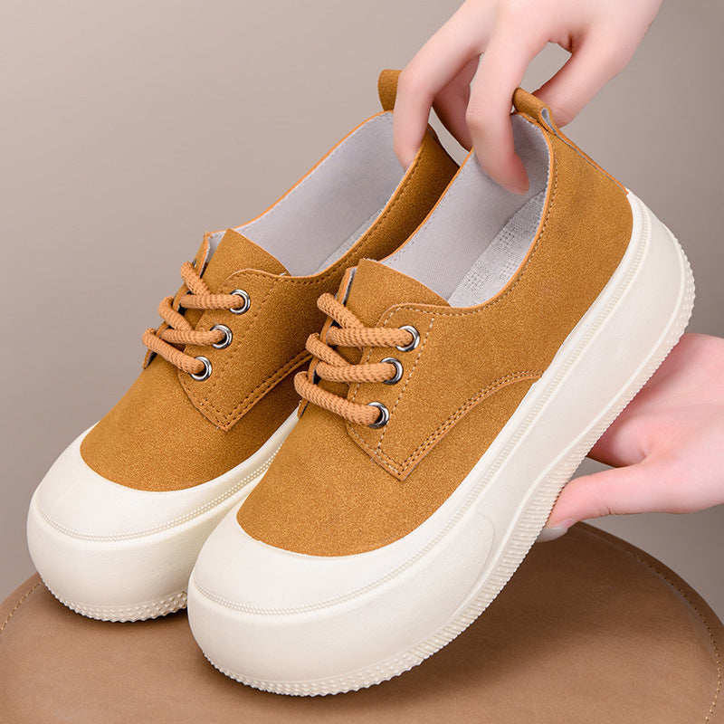 Height Increasing 4CM Platform Shoes Women's Casual Platform Round Toe Loafers