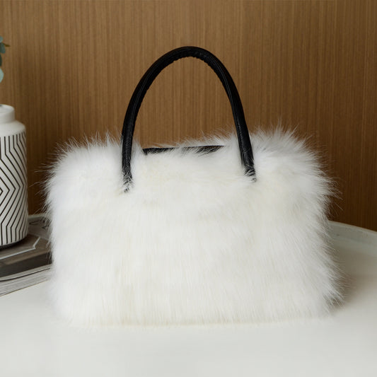 Hand-carrying Square Plush Bag Fur in multiple colors