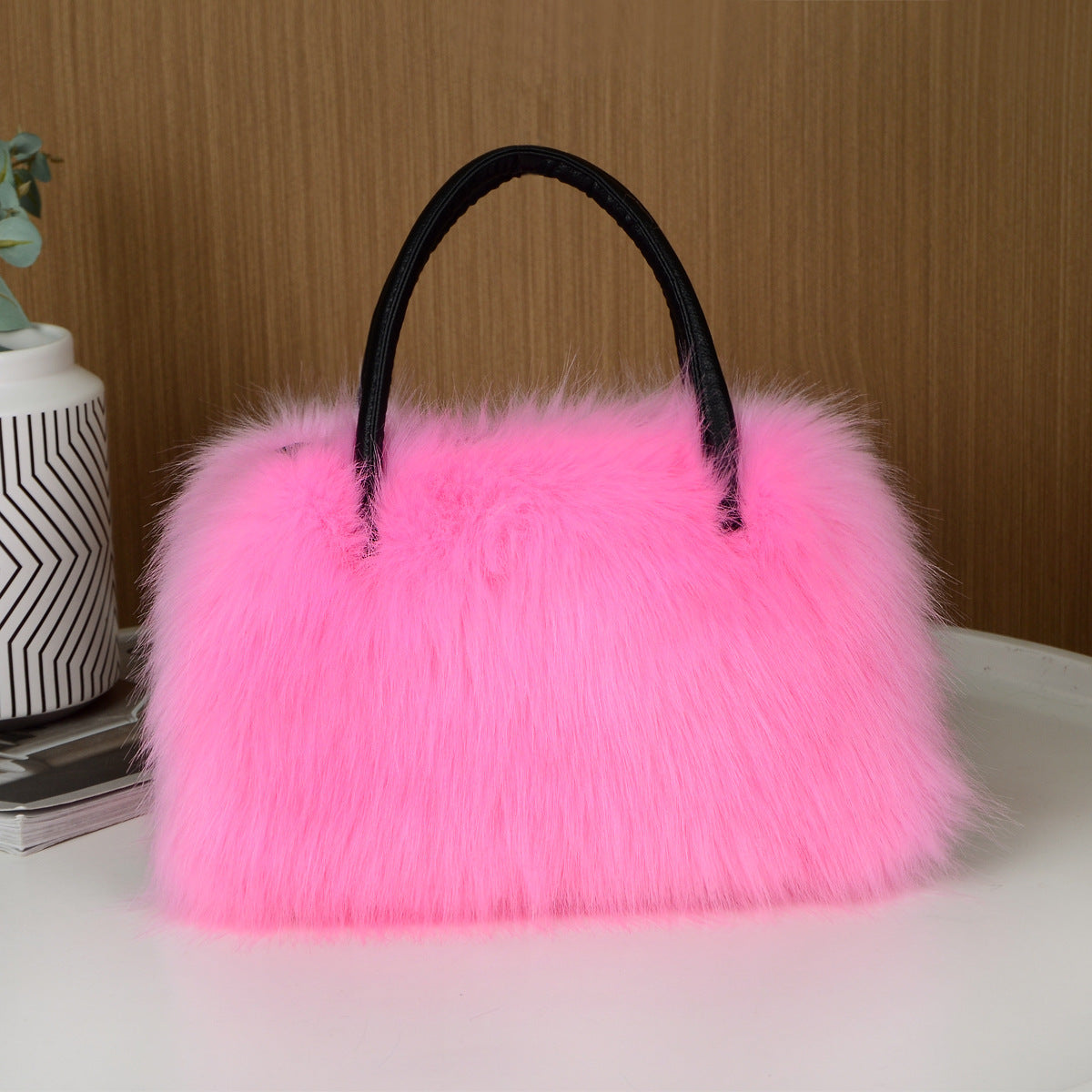Hand-carrying Square Plush Bag Fur in multiple colors