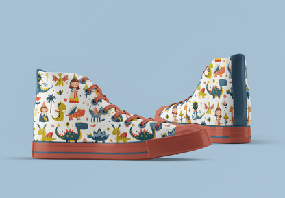 Converse shoes With playful Dino and withches