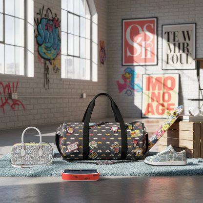 Mustache-print duffel bag - Batty