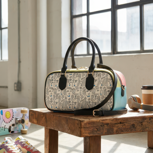 Abstract  girl Line Art Barrel Bag - Batty