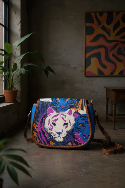 Saddle colorful tigers Bag (Model 1649) (Big) - Batty
