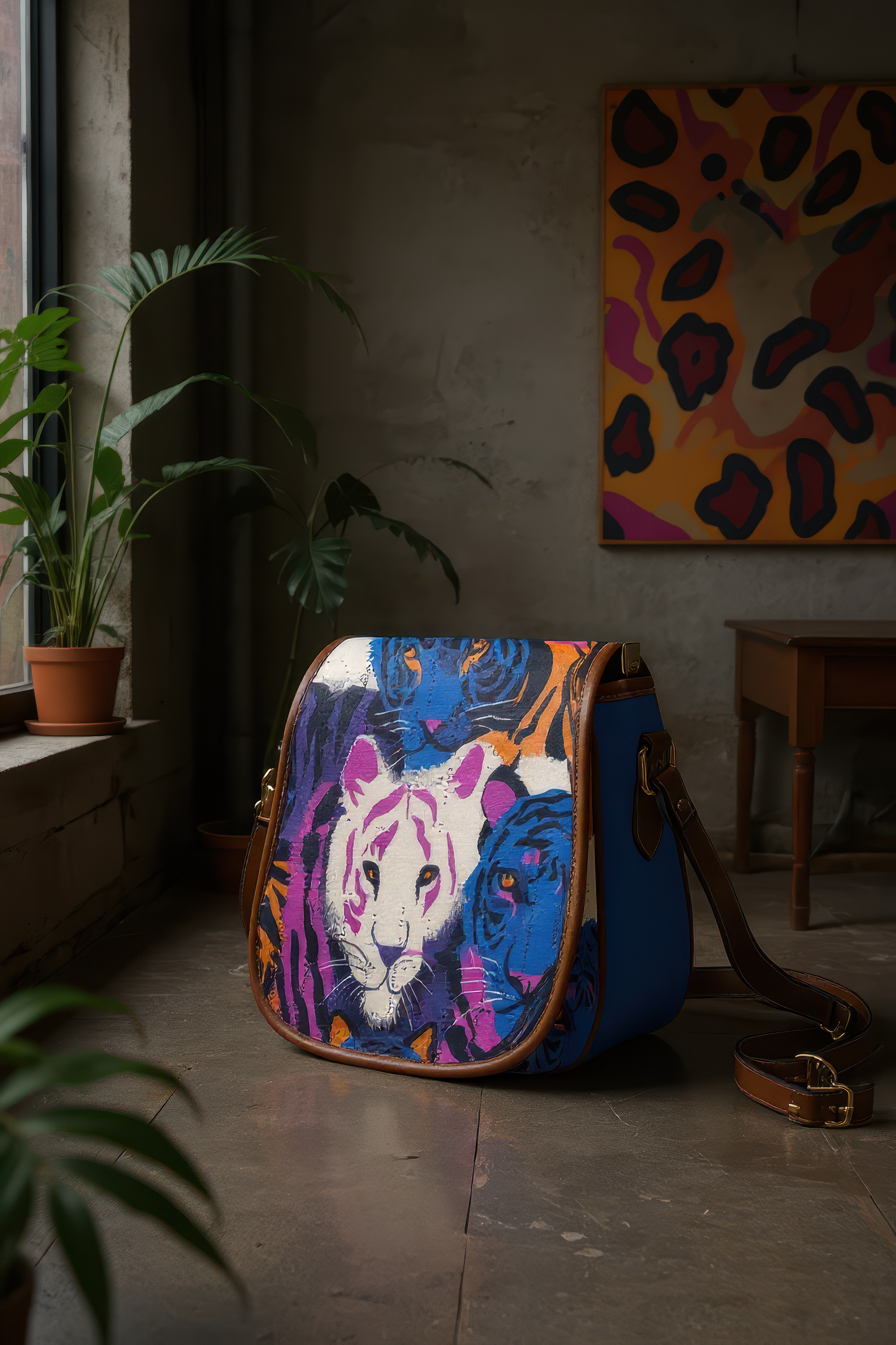 Saddle colorful tigers Bag (Model 1649) (Big) - Batty