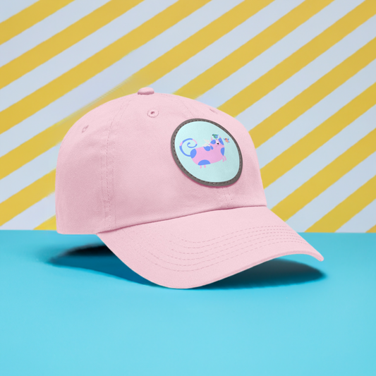 Dad Hat with Leather Patch (Round)