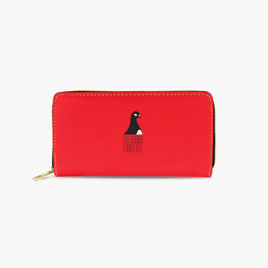 Quirky Pigeon Print Wallet Zipped Long Red Wallet