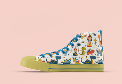 Converse shoes With playful Dino and withches